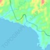 Mapa topográfico Pantai Karang Bolong, altitude, relevo