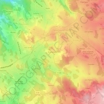 Mapa topográfico Montalivet, altitude, relevo