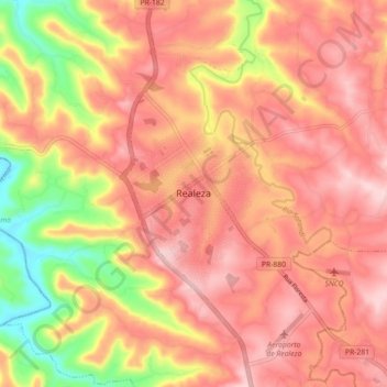 Mapa topográfico Realeza, altitude, relevo