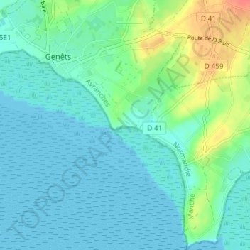 Mapa topográfico Les Porteaux, altitude, relevo