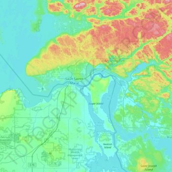 Mapa topográfico Hog Island, altitude, relevo