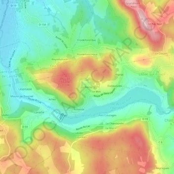 Mapa topográfico Le Perrier, altitude, relevo