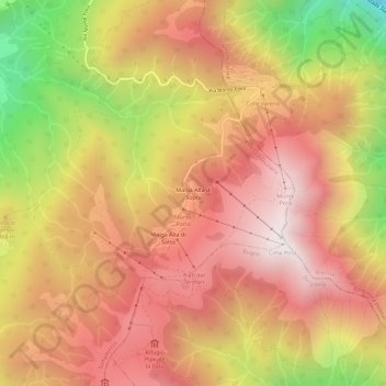 Mapa topográfico Malga Alta di Sopra, altitude, relevo