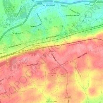Mapa topográfico Frazer, altitude, relevo