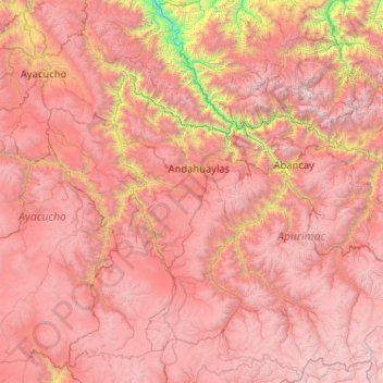 Mapa topográfico Andahuaylas, altitude, relevo