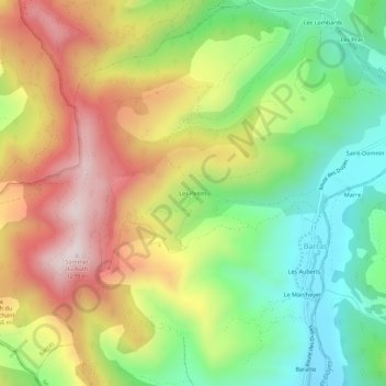 Mapa topográfico Les Pelots, altitude, relevo