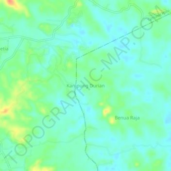 Mapa topográfico Kampung Durian, altitude, relevo