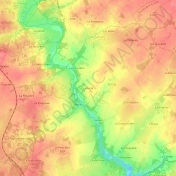 Mapa topográfico La Barre, altitude, relevo