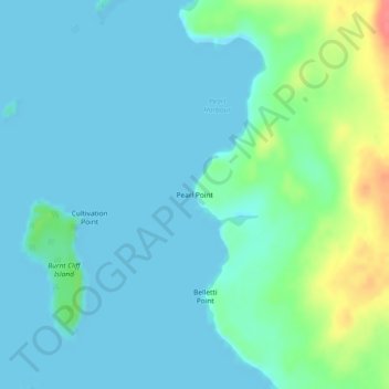 Mapa topográfico Pearl Point, altitude, relevo