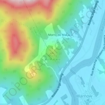 Mapa topográfico Morro do Macaco, altitude, relevo