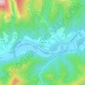 Mapa topográfico Borie Basse, altitude, relevo