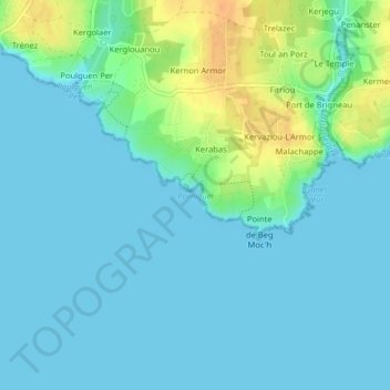 Mapa topográfico Porniguel, altitude, relevo
