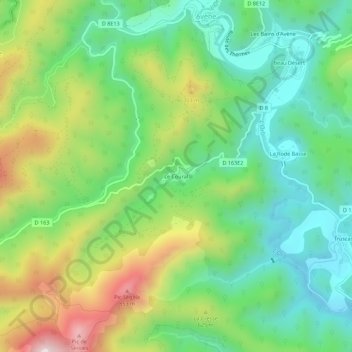 Mapa topográfico Le Coural, altitude, relevo
