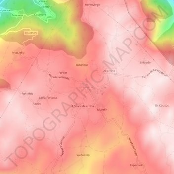Mapa topográfico Luíntra, altitude, relevo