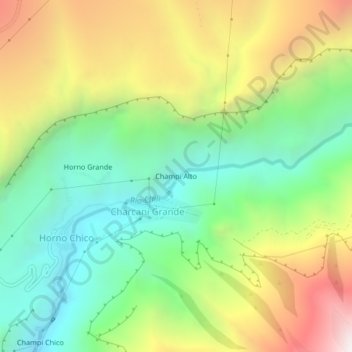 Mapa topográfico Champi Alto, altitude, relevo