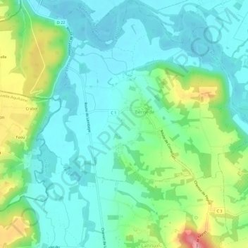 Mapa topográfico Rivière, altitude, relevo