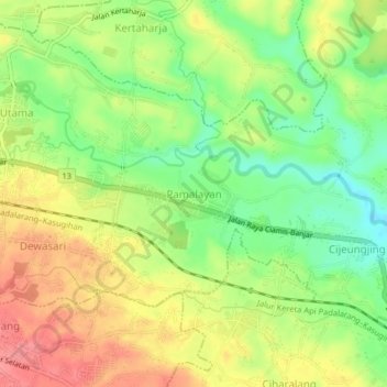 Mapa topográfico Pamalayan, altitude, relevo