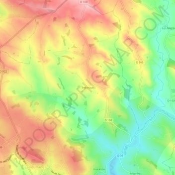 Mapa topográfico Trébessac, altitude, relevo