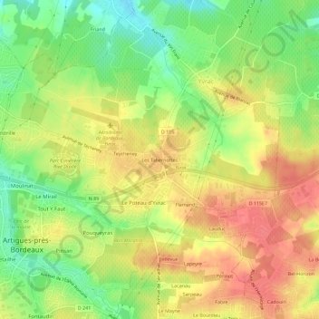 Mapa topográfico Les Tabernottes, altitude, relevo
