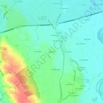 Mapa topográfico Les Joncs, altitude, relevo
