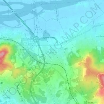 Mapa topográfico Mazarefes, altitude, relevo