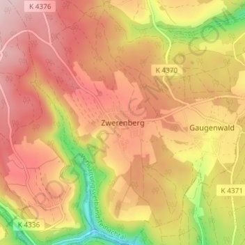 Mapa topográfico Zwerenberg, altitude, relevo