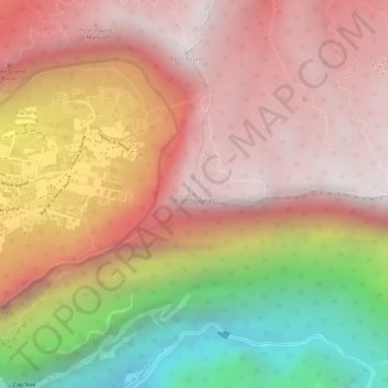Mapa topográfico Piton Fougères, altitude, relevo