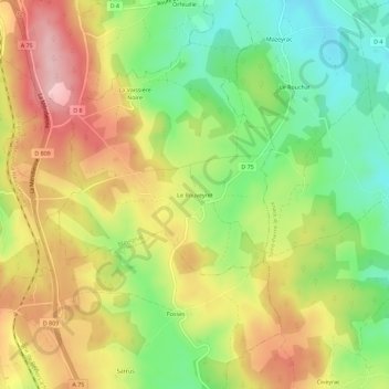Mapa topográfico Le Rouveyret, altitude, relevo