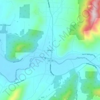Mapa topográfico Murphy, altitude, relevo