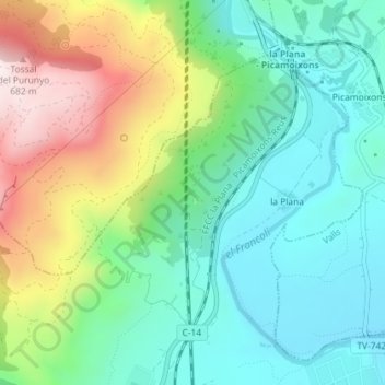 Mapa topográfico Solsides, altitude, relevo