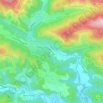 Mapa topográfico Le Plot, altitude, relevo
