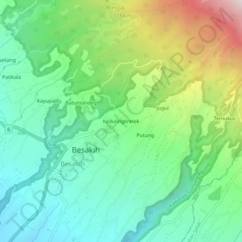 Mapa topográfico Kedulingkretek, altitude, relevo
