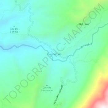 Mapa topográfico cruce san luis, altitude, relevo