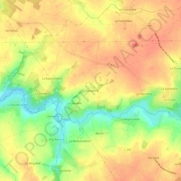 Mapa topográfico La Tenaillère, altitude, relevo