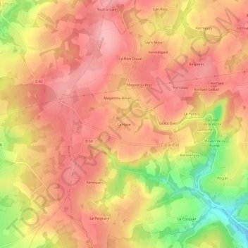 Mapa topográfico La Haye, altitude, relevo