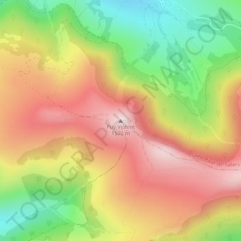 Mapa topográfico Puy Violent, altitude, relevo