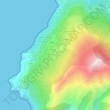 Mapa topográfico Olmi, altitude, relevo