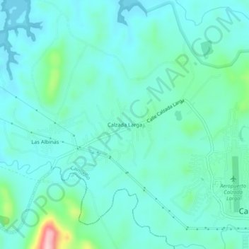 Mapa topográfico Calzada Larga, altitude, relevo