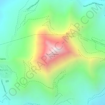 Mapa topográfico Cerro Chorolque, altitude, relevo