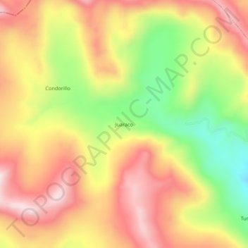 Mapa topográfico Juaraco, altitude, relevo