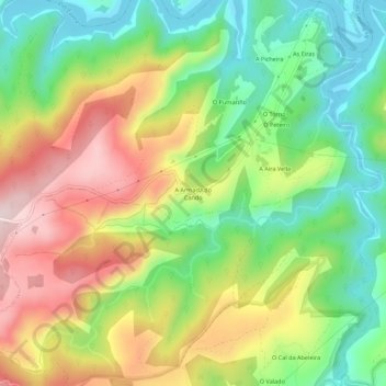 Mapa topográfico A Armada do Cando, altitude, relevo