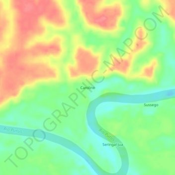 Mapa topográfico Caroline, altitude, relevo