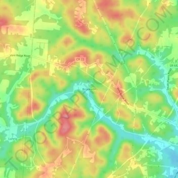 Mapa topográfico Brookville, altitude, relevo
