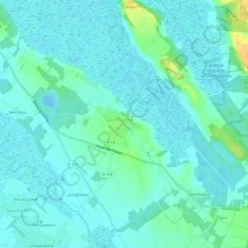 Mapa topográfico Le Bourg, altitude, relevo