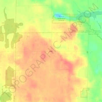 Mapa topográfico Leer, altitude, relevo