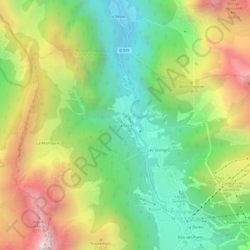 Mapa topográfico La Croix, altitude, relevo