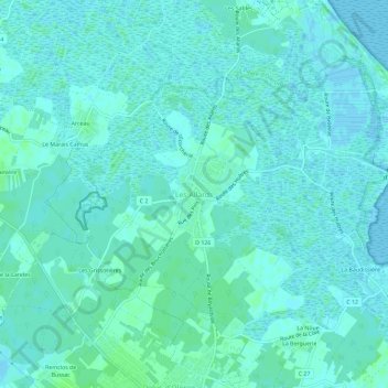 Mapa topográfico Les Allards, altitude, relevo