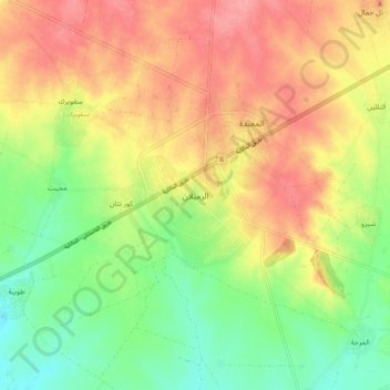Mapa topográfico Al Rumailan, altitude, relevo