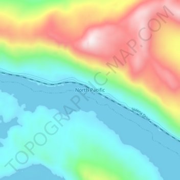 Mapa topográfico North Pacific, altitude, relevo