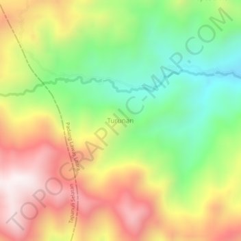 Mapa topográfico Turunan, altitude, relevo